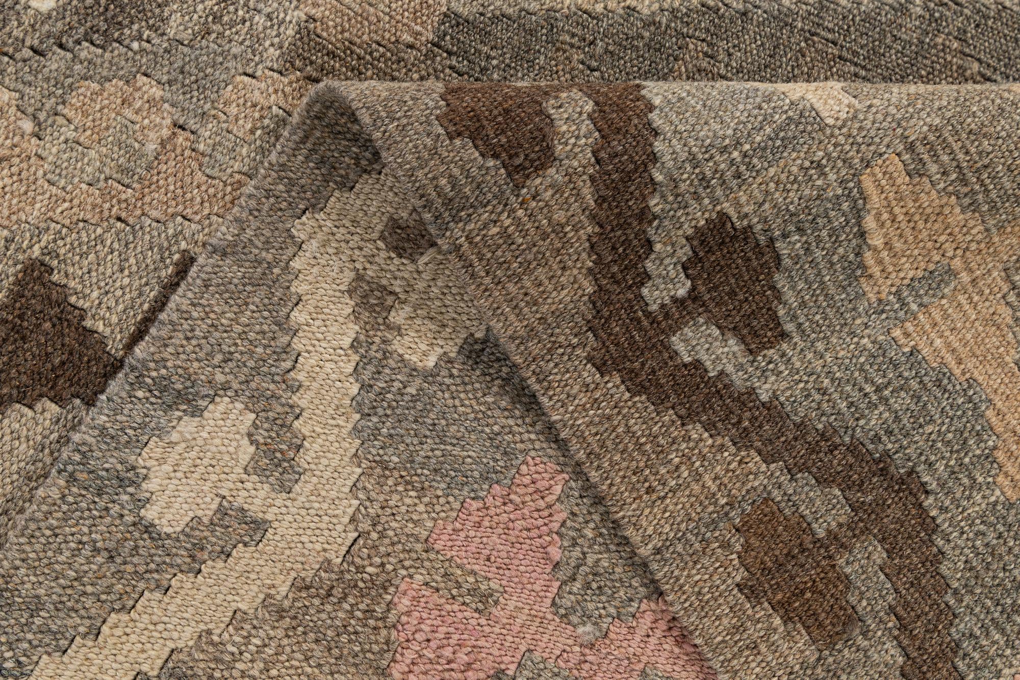 10' 7 x 12' 1 Hand Woven Kilim Maymana Wool Rug