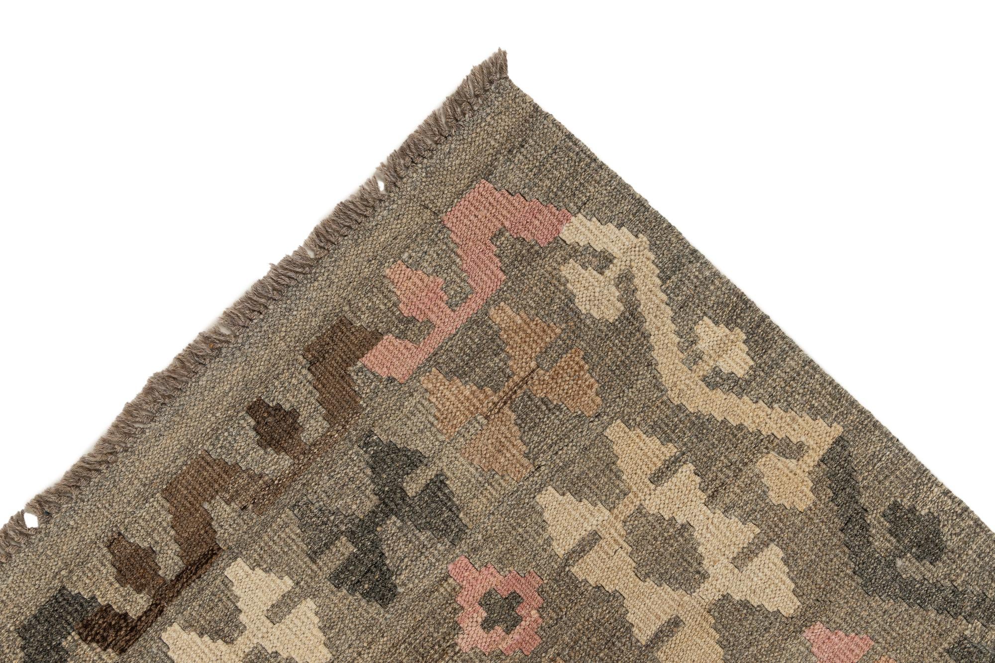 10' 7 x 12' 1 Hand Woven Kilim Maymana Wool Rug