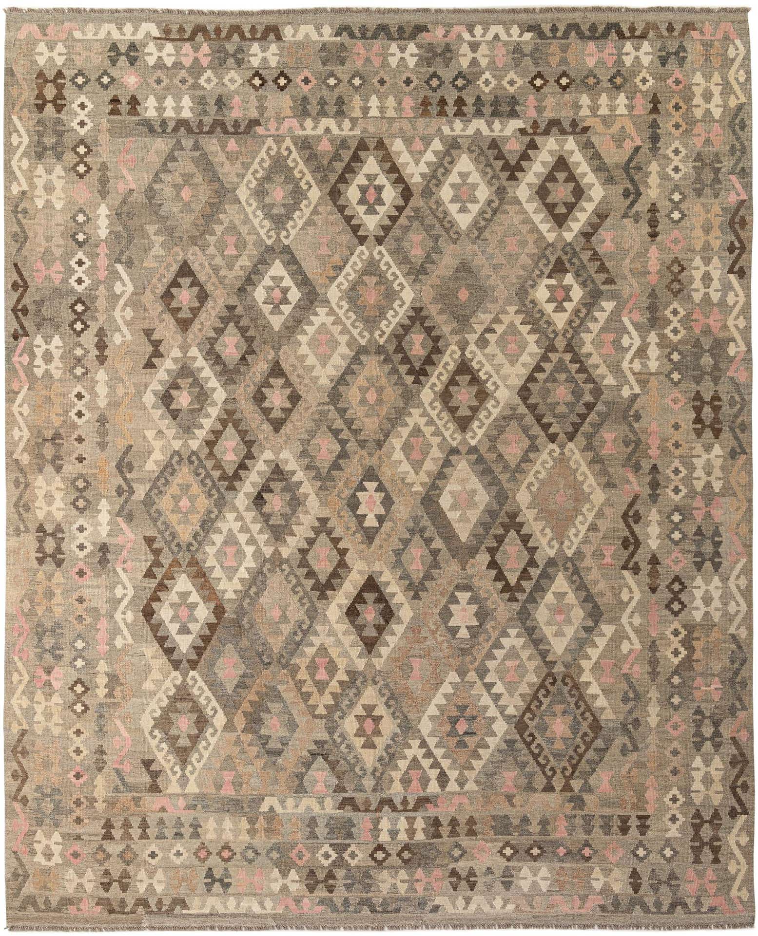 10' 7 x 12' 1 Hand Woven Kilim Maymana Wool Rug