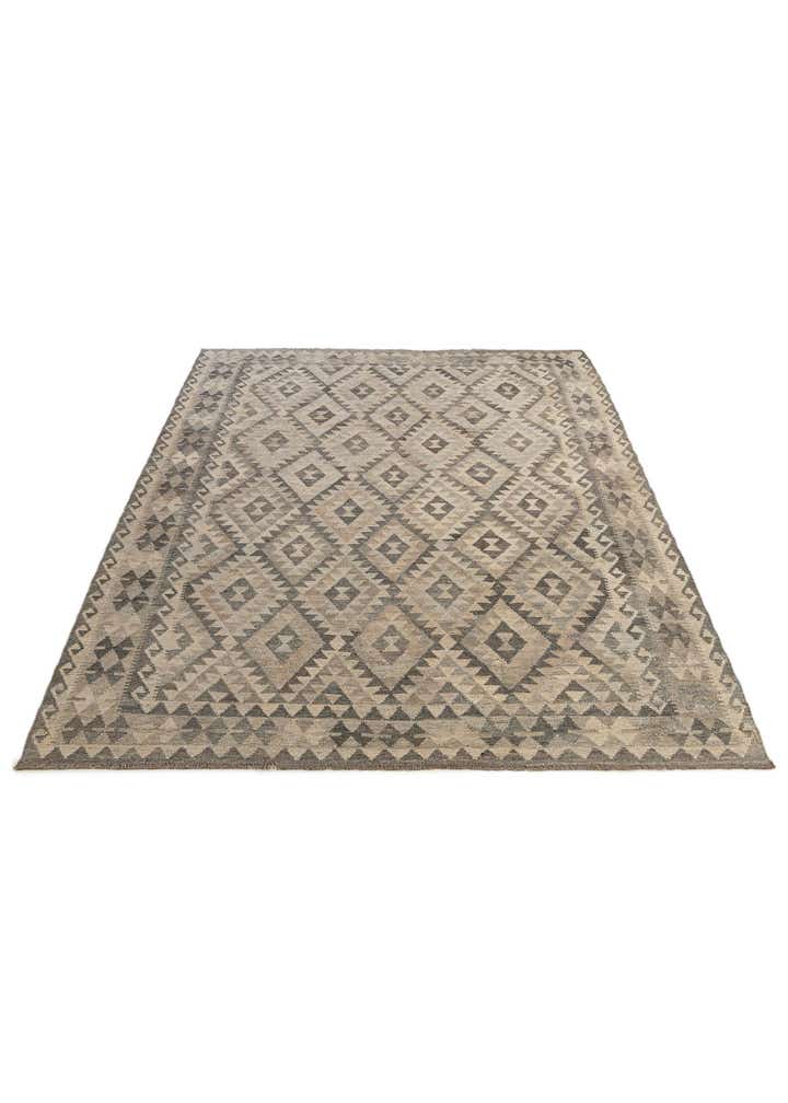 6' 10 x 9' 6 Hand Woven Kilim Maymana Wool Rug