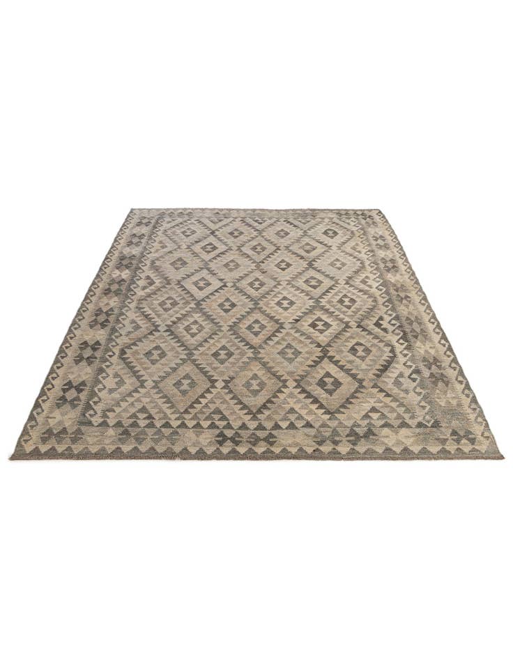 Detail image of 6' 10 x 9' 6 Hand Woven Kilim Maymana Wool Rug