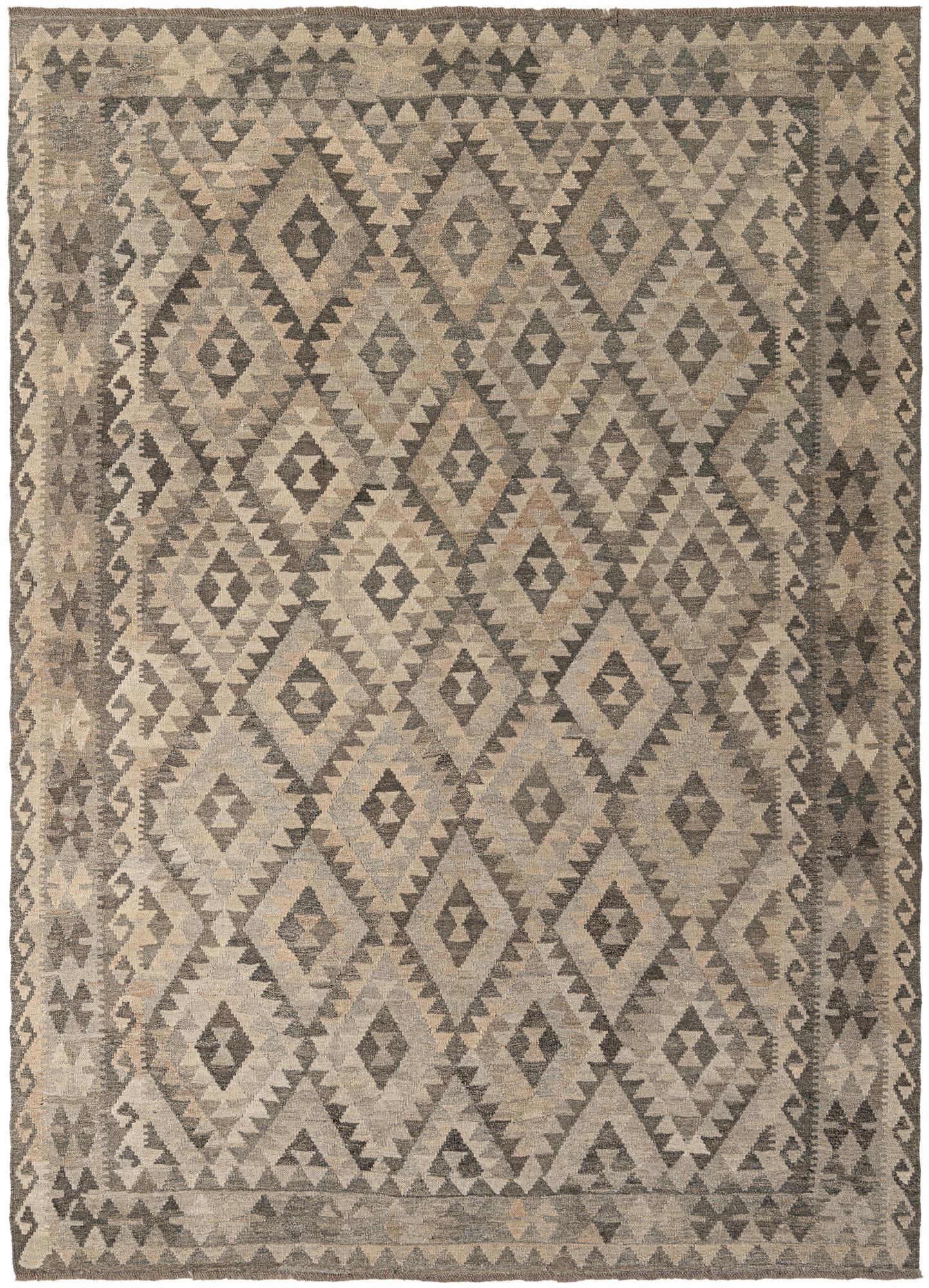 6' 10 x 9' 6 Hand Woven Kilim Maymana Wool Rug