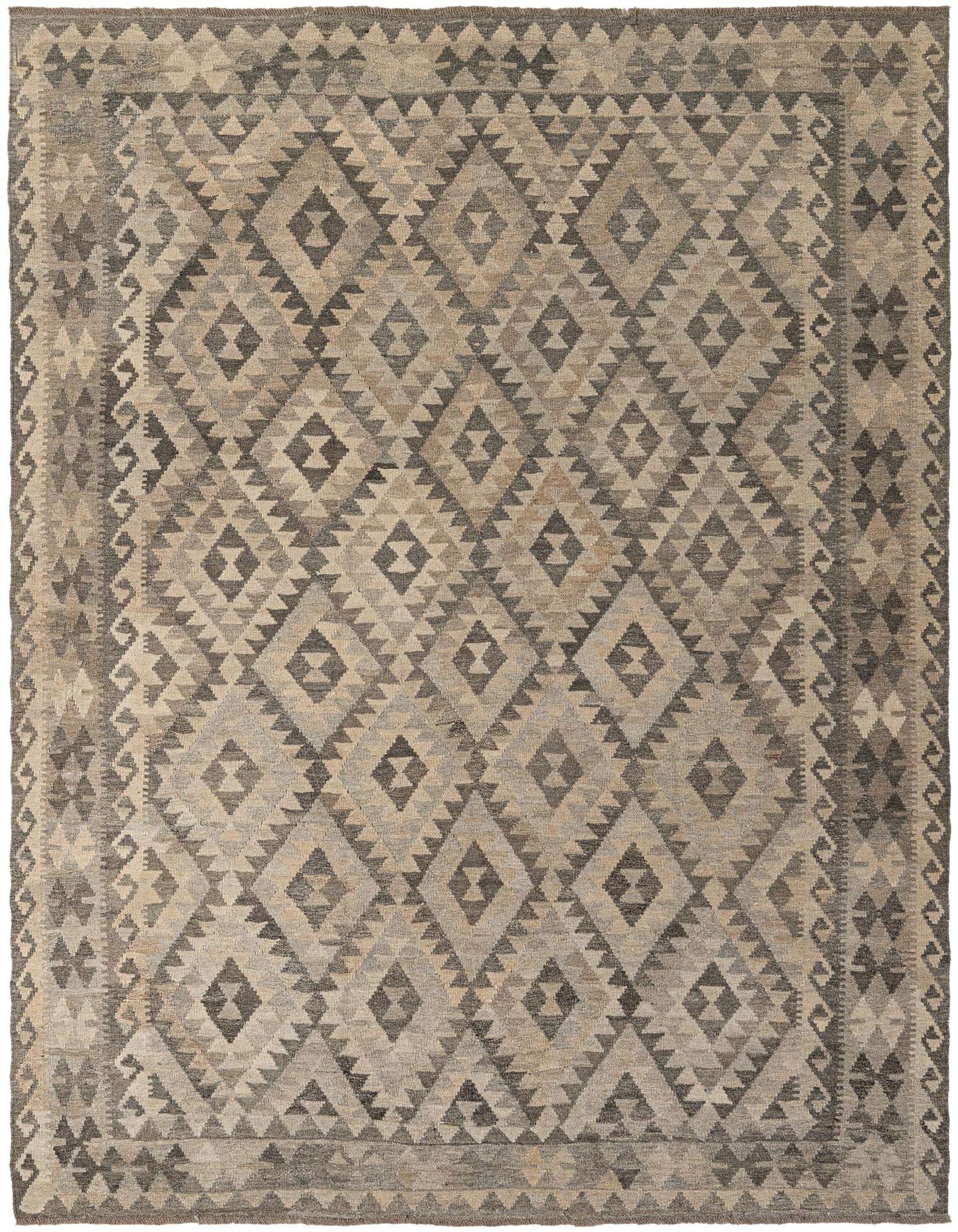 6' 10 x 9' 6 Hand Woven Kilim Maymana Wool Rug
