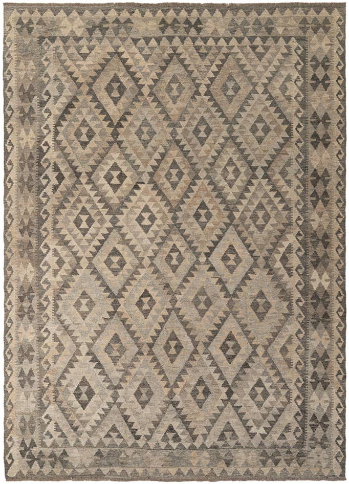 Detail image of 6' 10 x 9' 6 Hand Woven Kilim Maymana Wool Rug