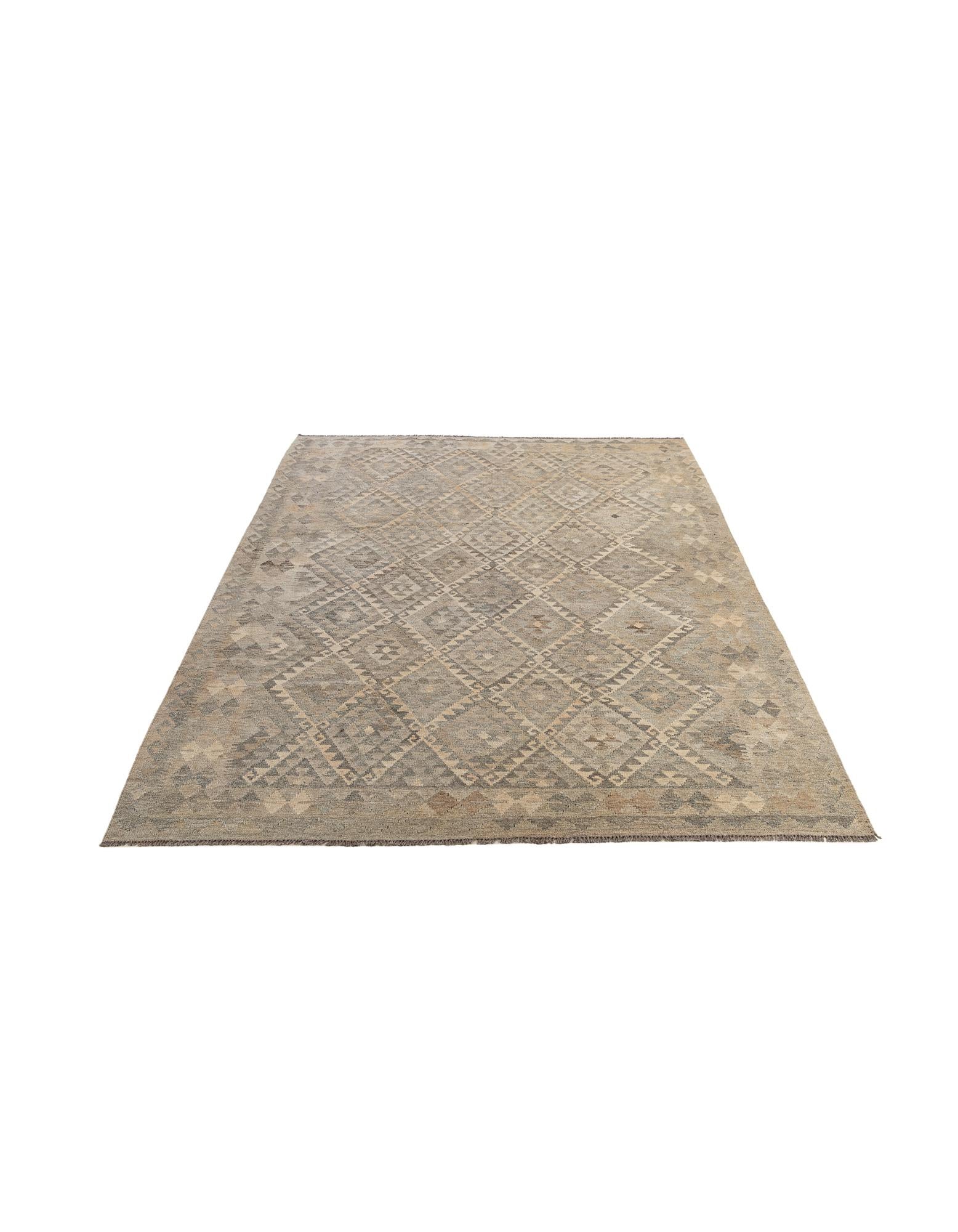 6' 11 x 10' 2 Hand Woven Kilim Maymana Wool Rug