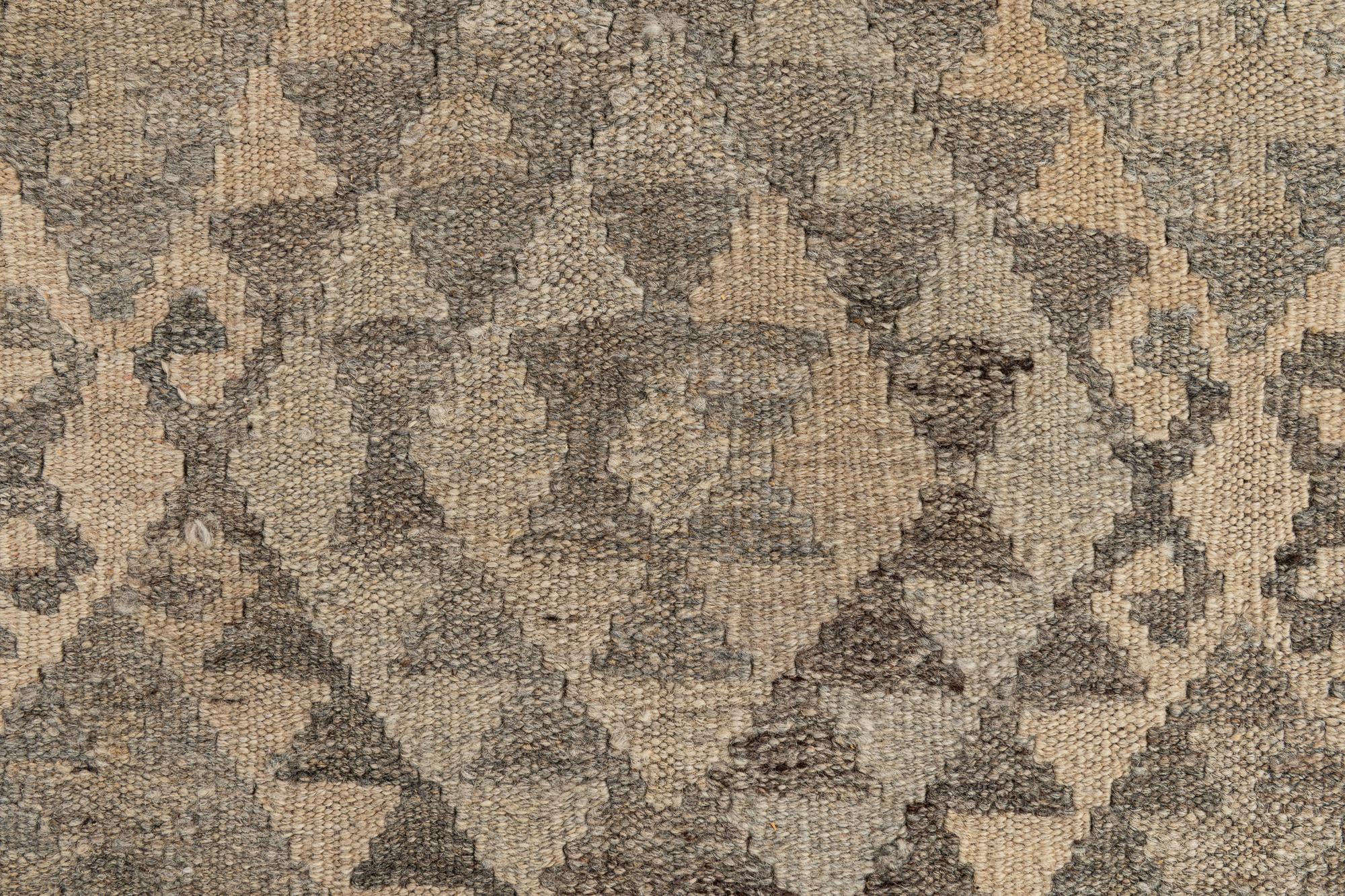 6' 11 x 10' 2 Hand Woven Kilim Maymana Wool Rug