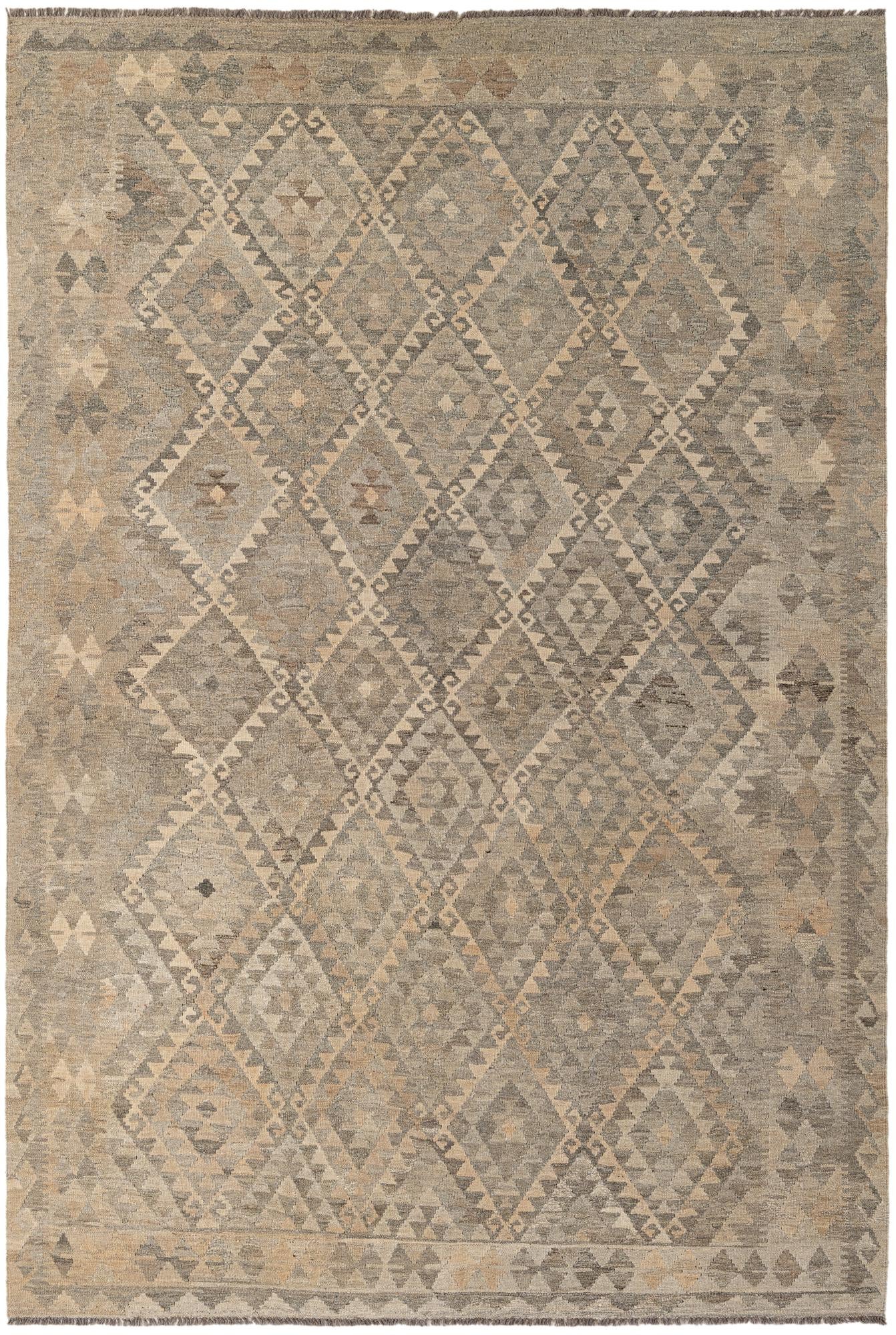 6' 11 x 10' 2 Hand Woven Kilim Maymana Wool Rug
