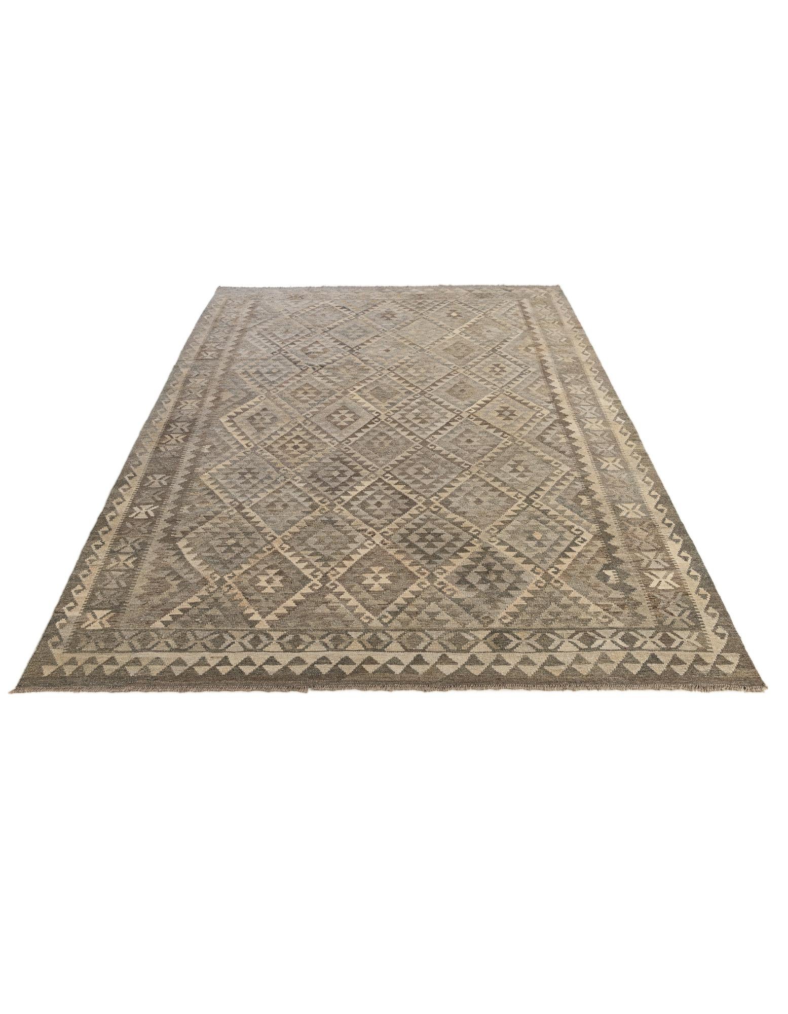 6' 11 x 10' 4 Hand Woven Kilim Maymana Wool Rug