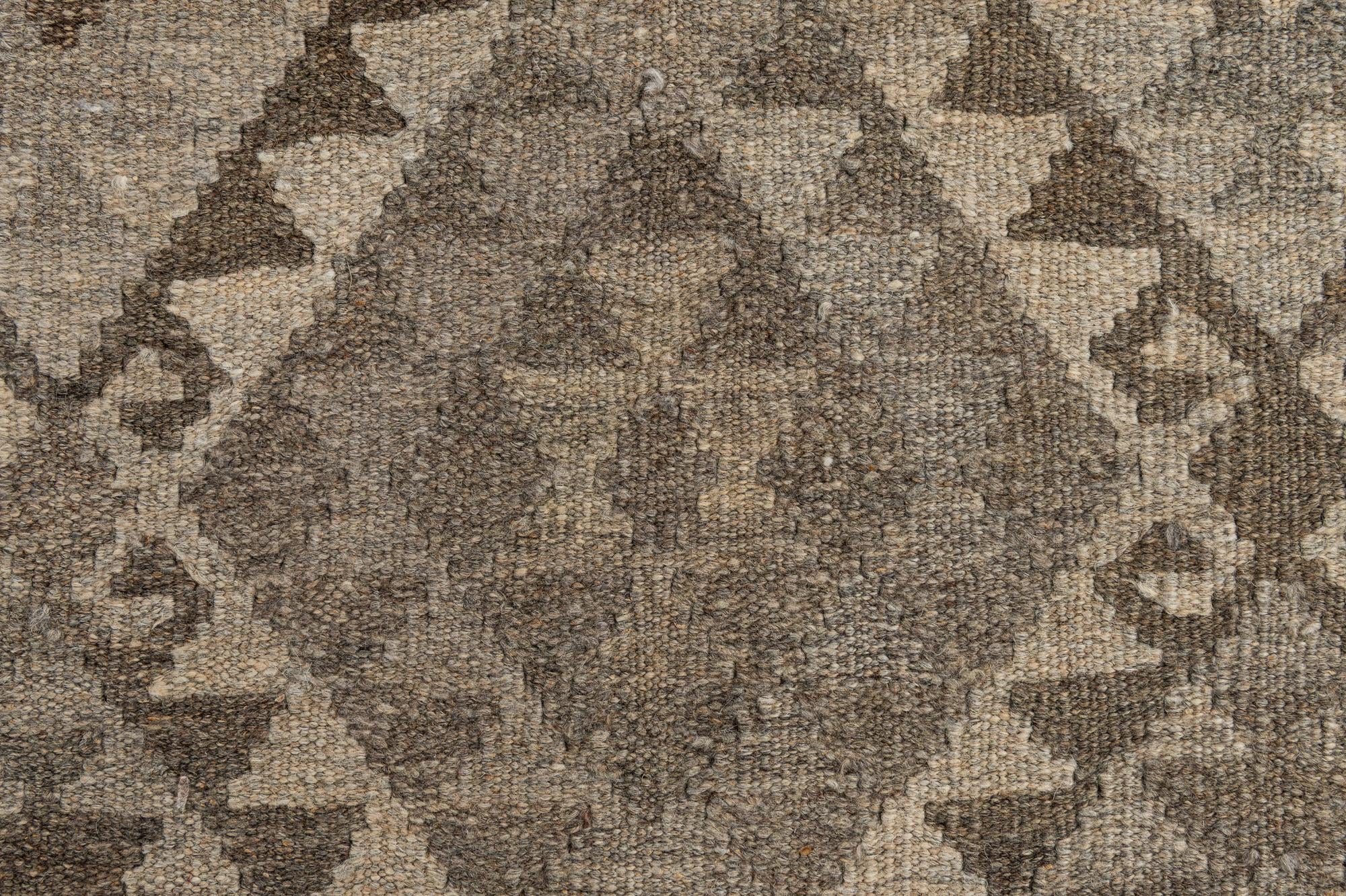 6' 11 x 10' 4 Hand Woven Kilim Maymana Wool Rug