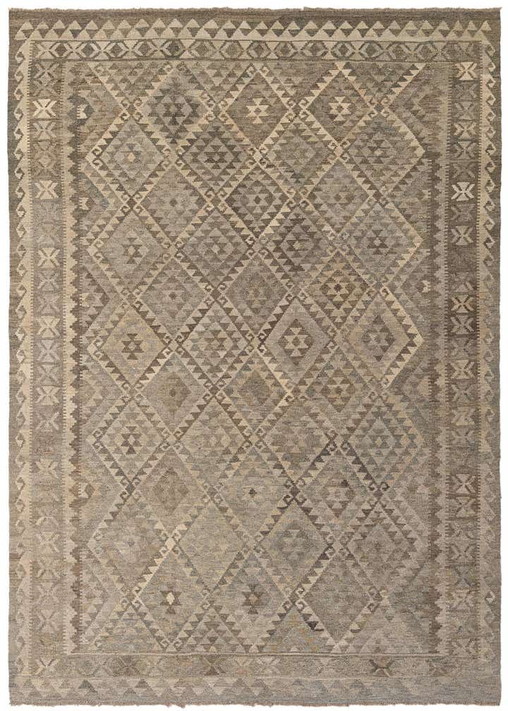 6' 11 x 10' 4 Hand Woven Kilim Maymana Wool Rug