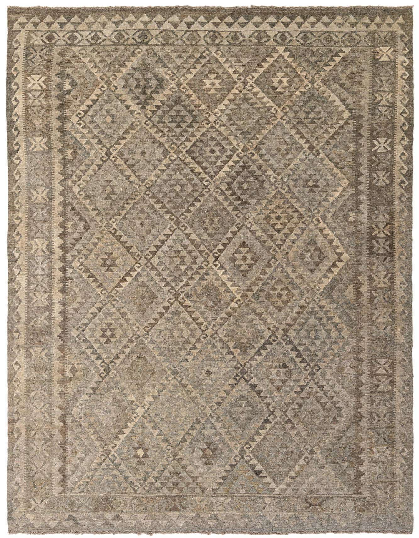 6' 11 x 10' 4 Hand Woven Kilim Maymana Wool Rug