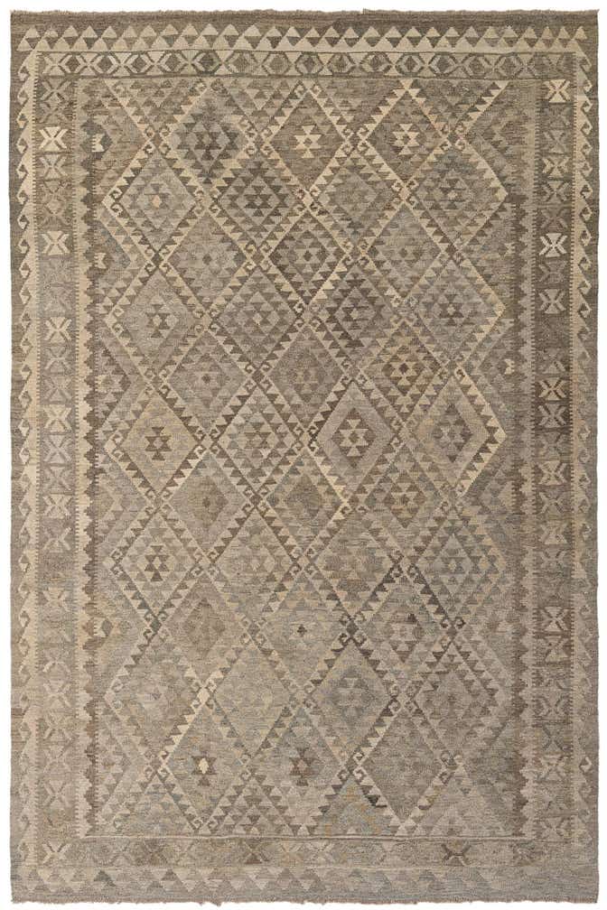 6' 11 x 10' 4 Hand Woven Kilim Maymana Wool Rug