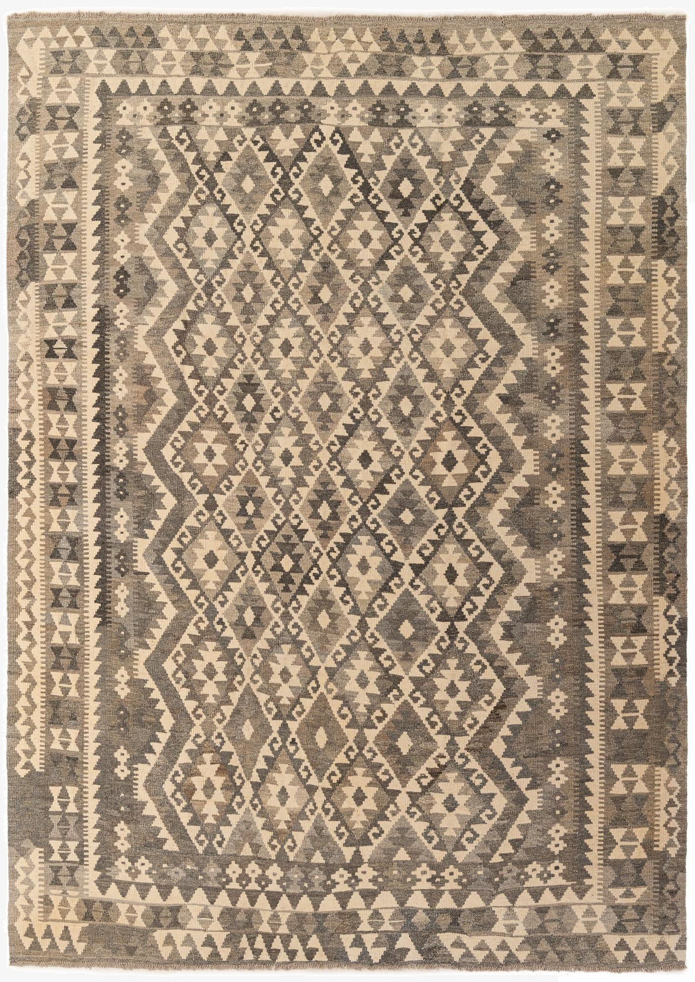 7' 1 x 10'  Hand Woven Kilim Maymana Wool Rug