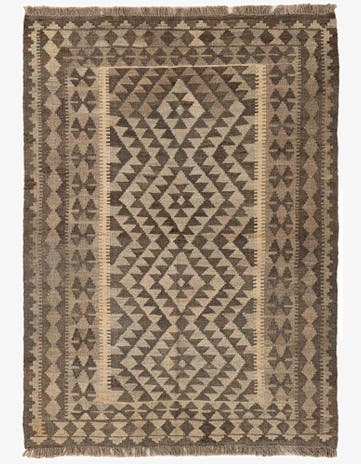 3' 5 x 4' 10 Hand Woven Kilim Maymana Wool Rug