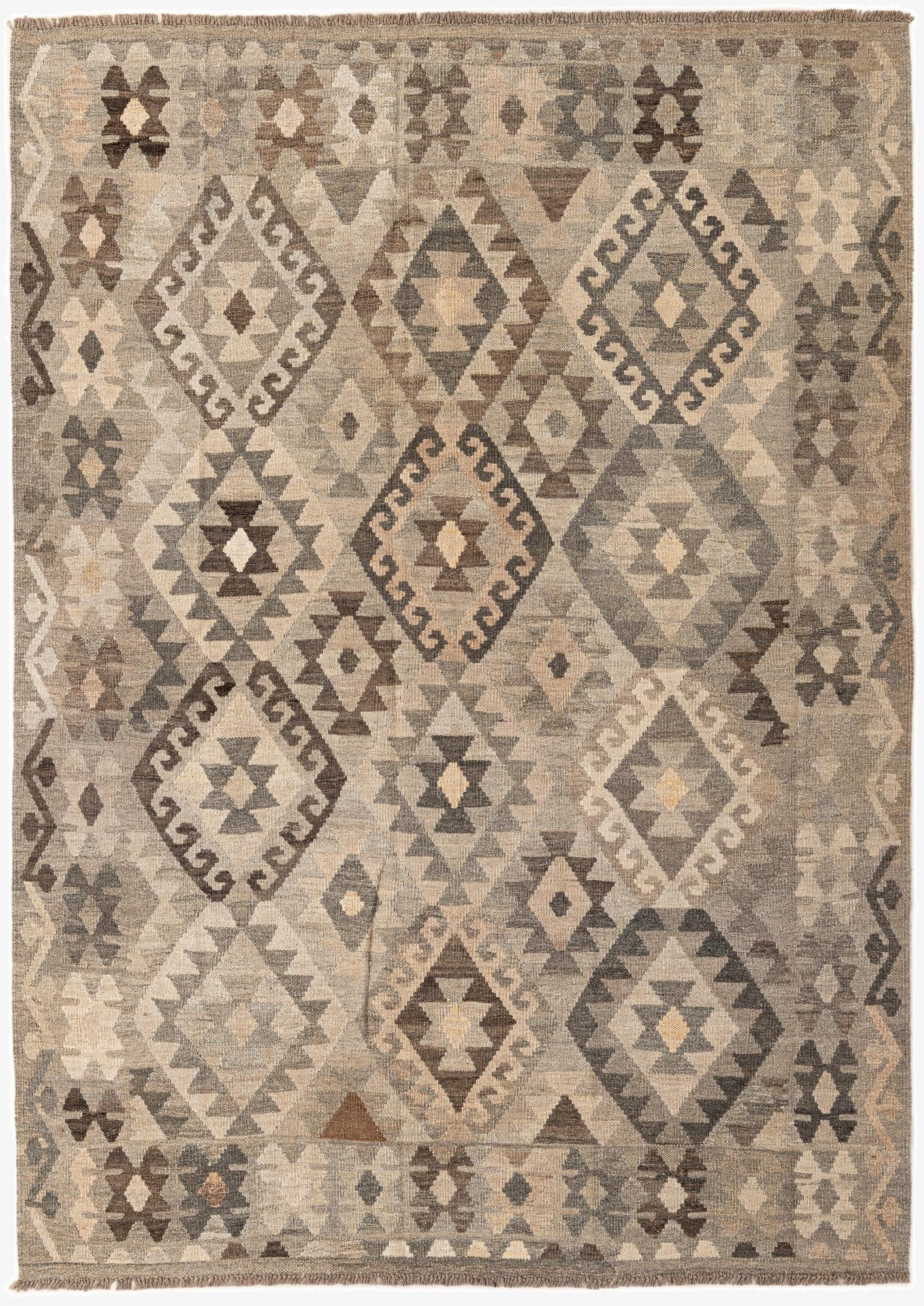 5' 7 x 7' 10  Hand Woven Kilim Maymana Wool Rug