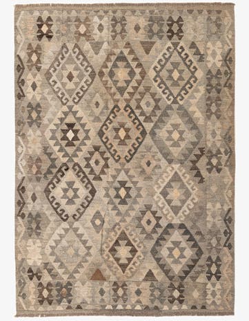5' 7 x 7' 10 Hand Woven Kilim Maymana Wool Rug
