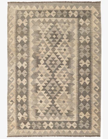 4' 1 x 5' 11 Hand Woven Kilim Maymana Wool Rug