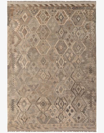 6' 9 x 9' 11 Hand Woven Kilim Maymana Wool Rug