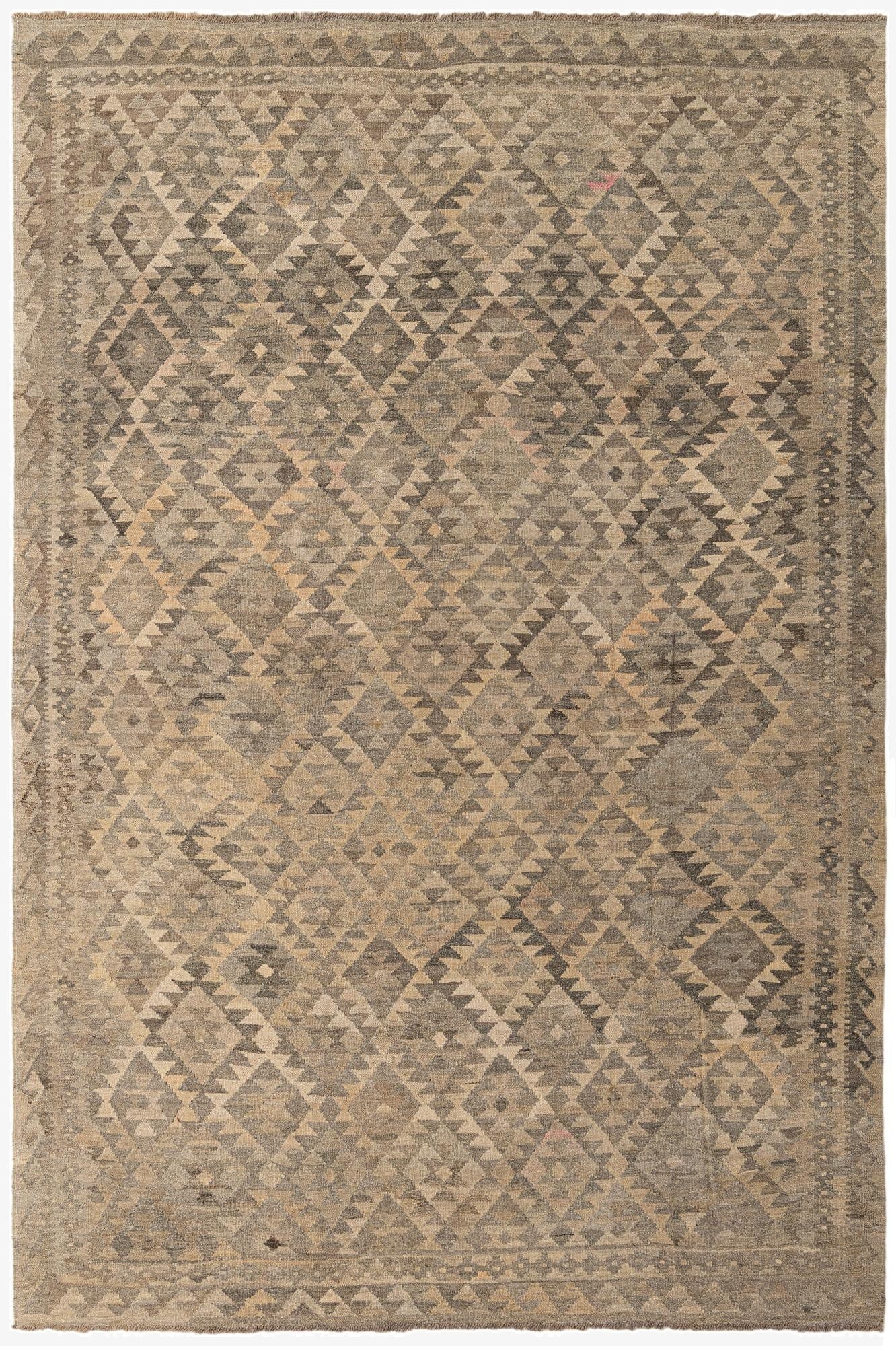 6' 6 x 9' 11  Hand Woven Kilim Maymana Wool Rug