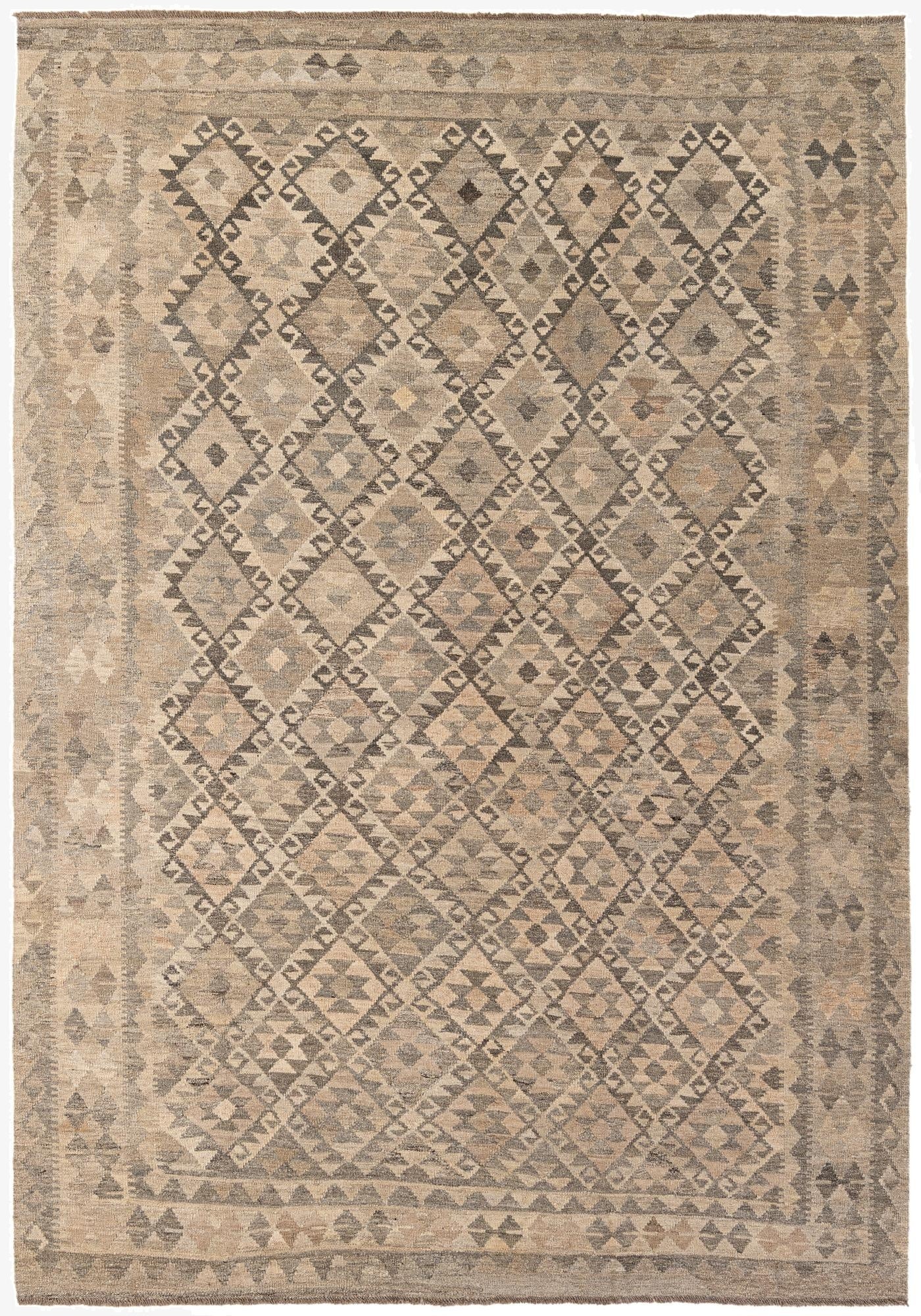 6' 11 x 9' 8  Hand Woven Kilim Maymana Wool Rug