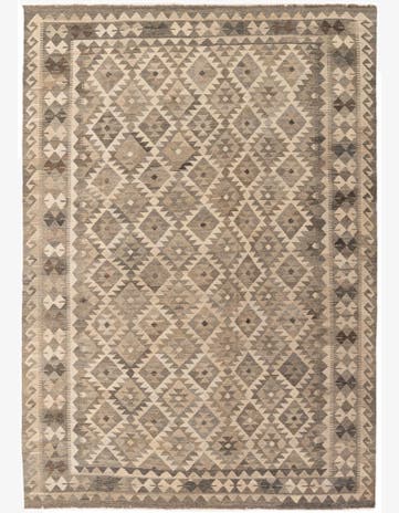6' 10 x 9' 10 Hand Woven Kilim Maymana Wool Rug