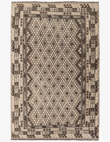 6' 9 x 10' 3 Hand Woven Kilim Maymana Wool Rug