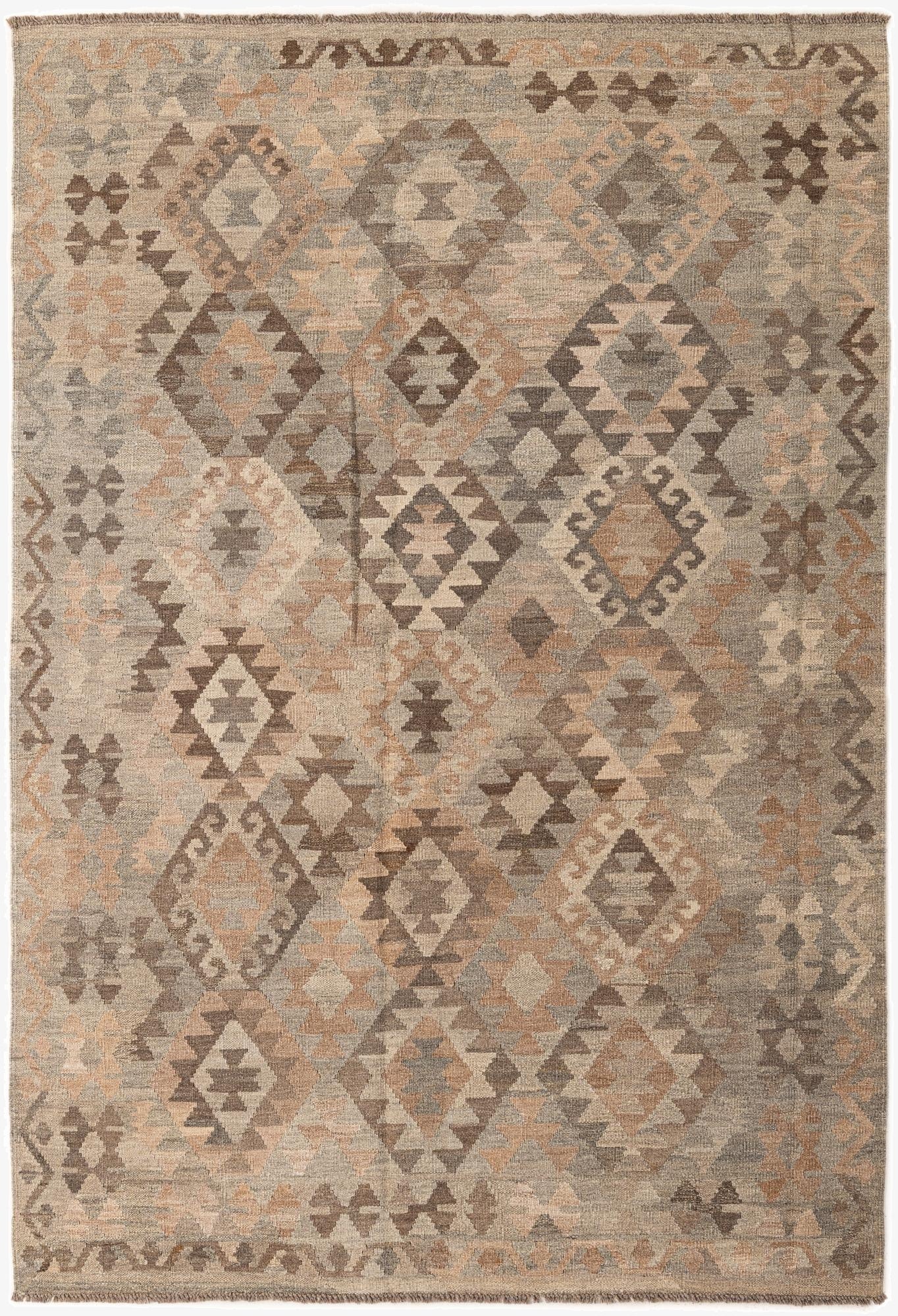 5' 7 x 8' 2  Hand Woven Kilim Maymana Wool Rug