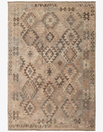 5' 7 x 8' 2 Hand Woven Kilim Maymana Wool Rug