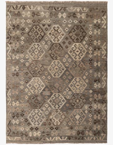 5' 10 x 8' Hand Woven Kilim Maymana Wool Rug