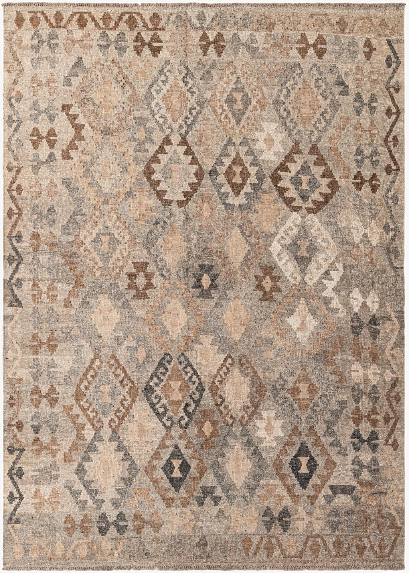 5' 9 x 8'  Hand Woven Kilim Maymana Wool Rug