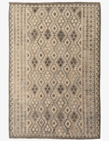 6' 9 x 9' 9 Hand Woven Kilim Maymana Wool Rug