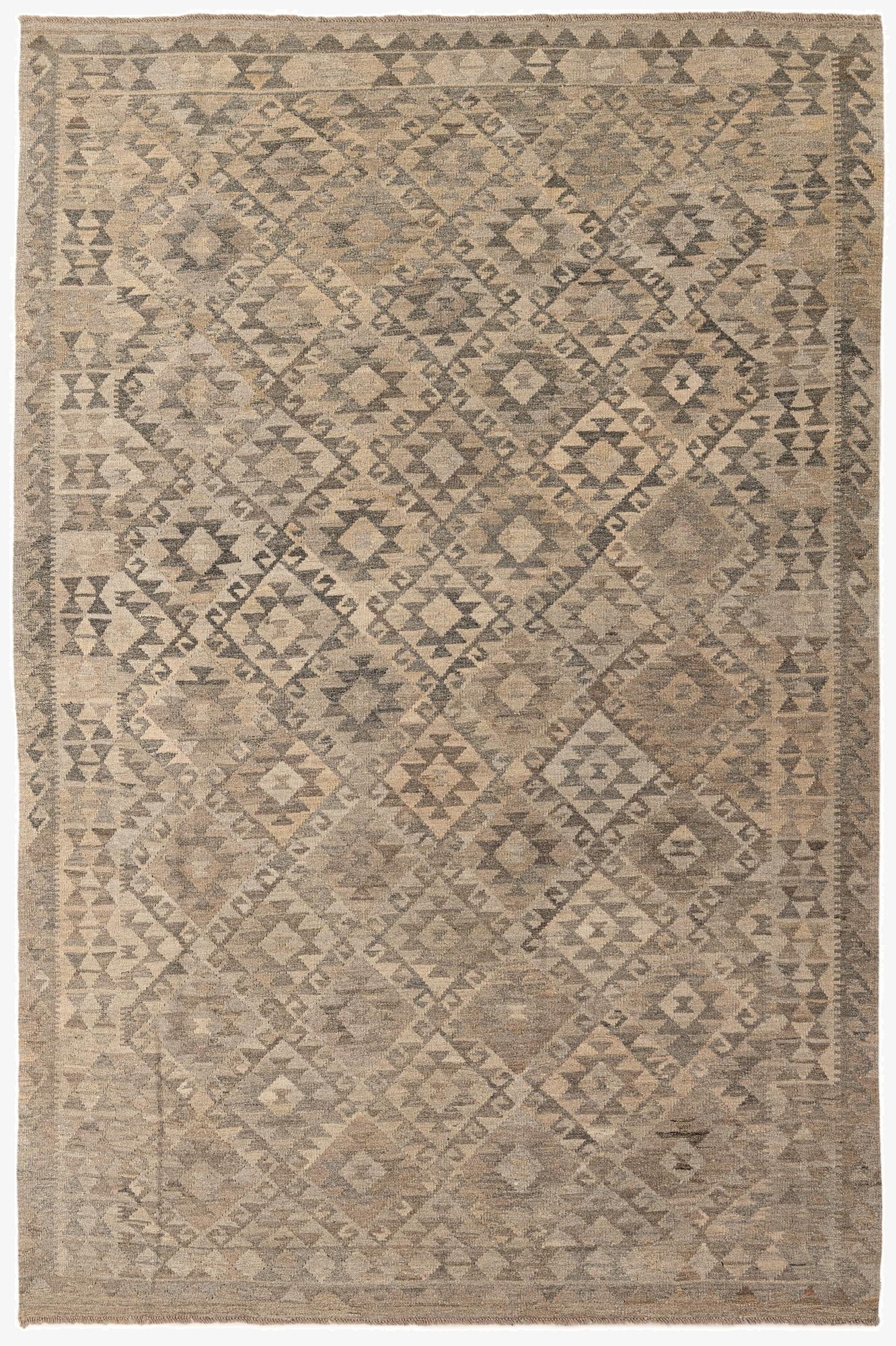 6' 5 x 9' 9  Hand Woven Kilim Maymana Wool Rug