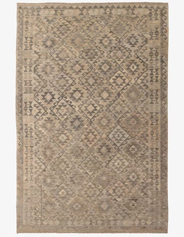 6' 5 x 9' 9 Hand Woven Kilim Maymana Wool Rug