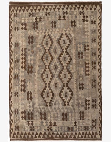 6' 5 x 9' 7 Hand Woven Kilim Maymana Wool Rug