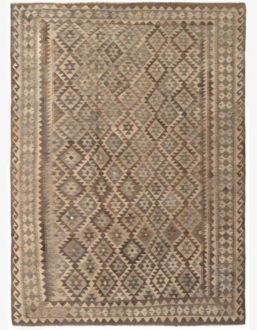 7' 2 x 9' 9 Hand Woven Kilim Maymana Wool Rug