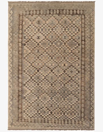6' 9 x 9' 10 Hand Woven Kilim Maymana Wool Rug