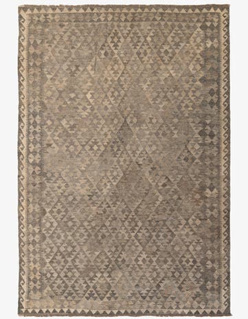 6' 9 x 9' 8 Hand Woven Kilim Maymana Wool Rug