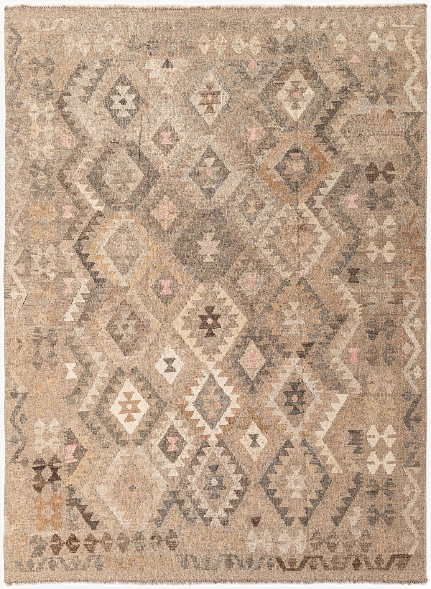 5' 9 x 7' 10  Hand Woven Kilim Maymana Wool Rug