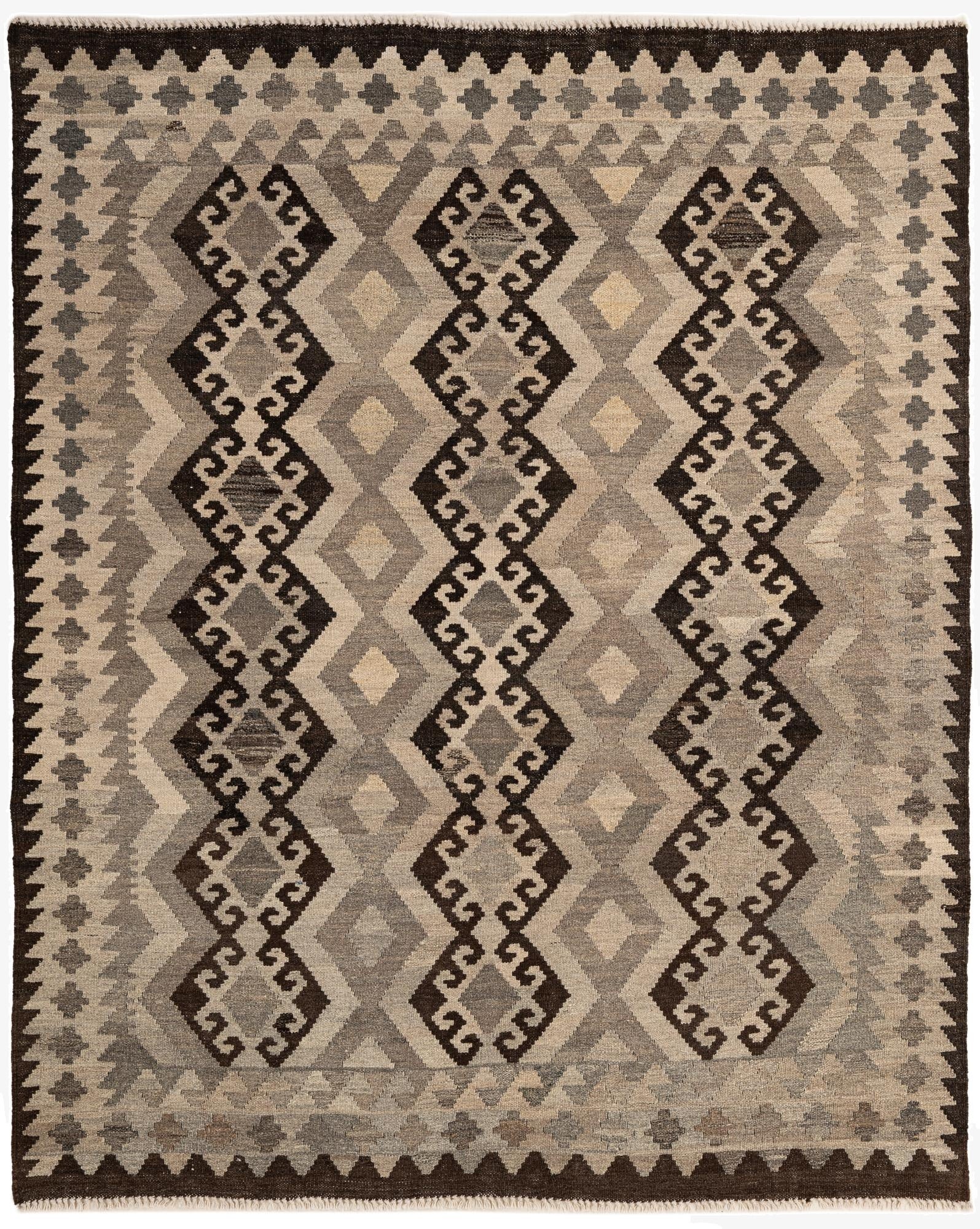 5' 4 x 6' 8  Hand Woven Kilim Maymana Wool Rug