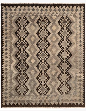 5' 4 x 6' 8 Hand Woven Kilim Maymana Wool Rug