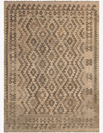 4' 10 x 6' 6 Hand Woven Kilim Maymana Wool Rug