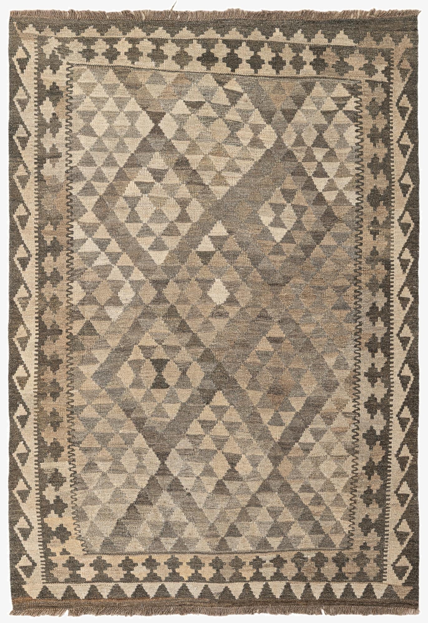 4' 2 x 6'  Hand Woven Kilim Maymana Wool Rug