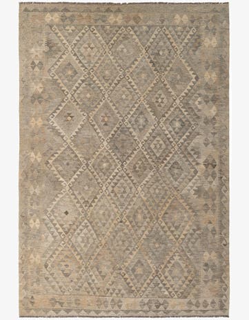 6' 11 x 10' 2 Hand Woven Kilim Maymana Wool Rug