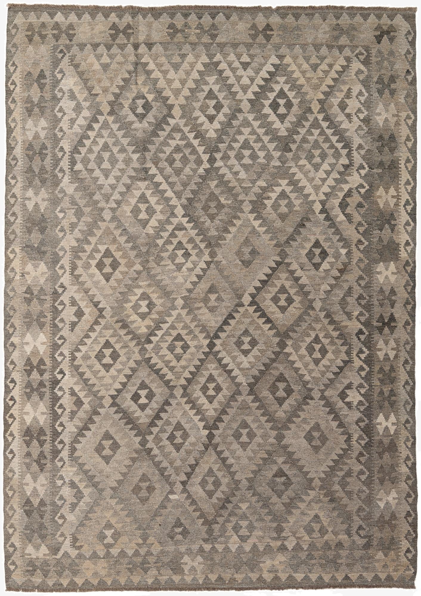 6' 11 x 9' 7  Hand Woven Kilim Maymana Wool Rug