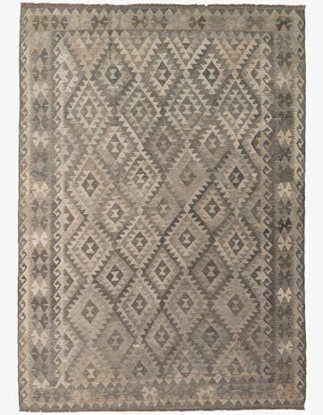 6' 11 x 9' 7 Hand Woven Kilim Maymana Wool Rug
