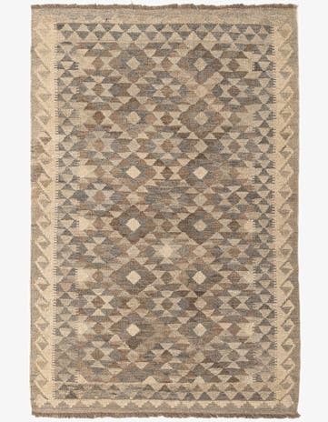 3' 11 x 5' 10 Hand Woven Kilim Maymana Wool Rug