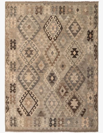 5' 9 x 7' 11 Hand Woven Kilim Maymana Wool Rug