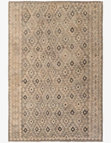 6' 8 x 9' 10 Hand Woven Kilim Maymana Wool Rug