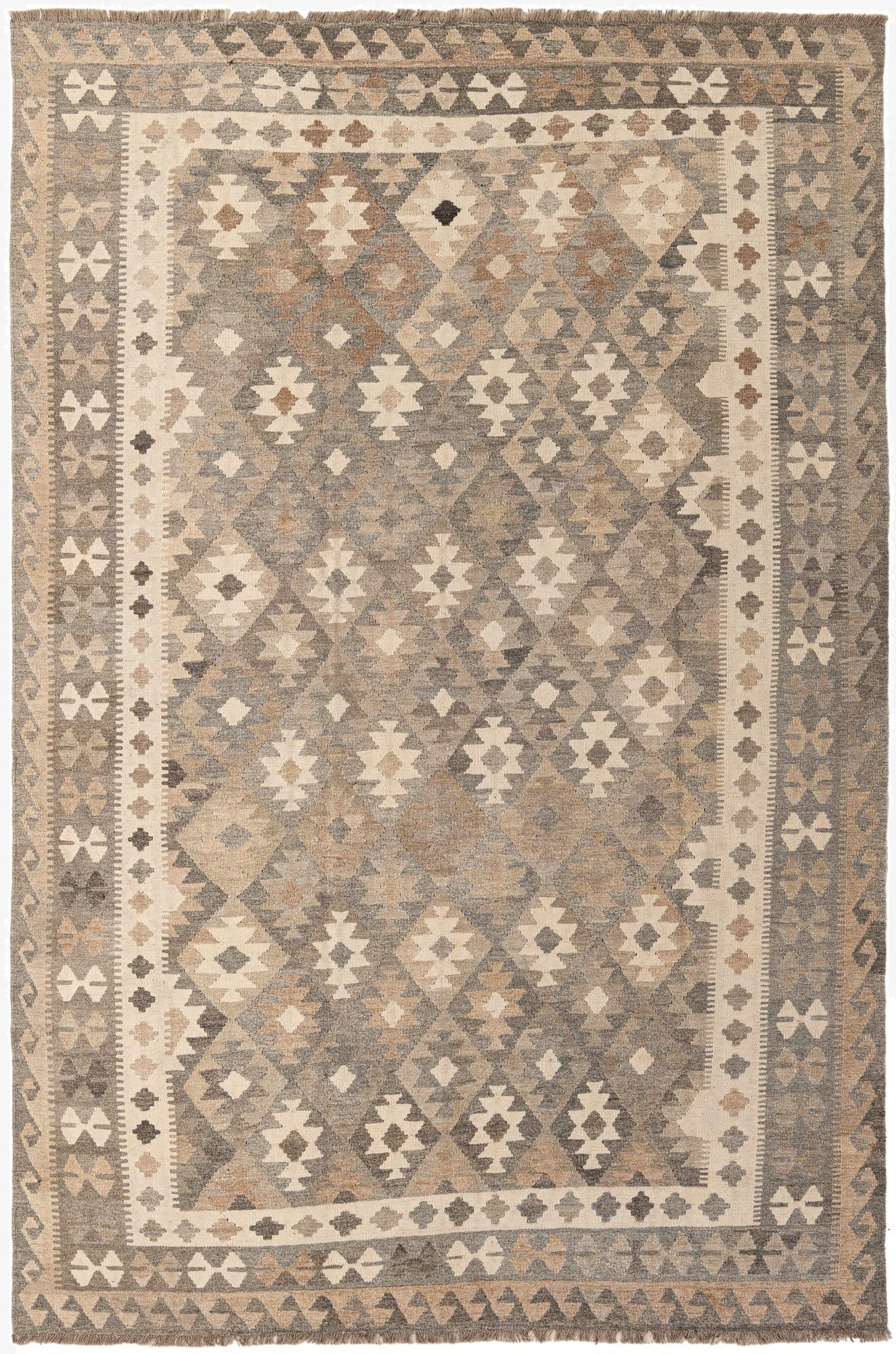 6' 7 x 9' 10  Hand Woven Kilim Maymana Wool Rug