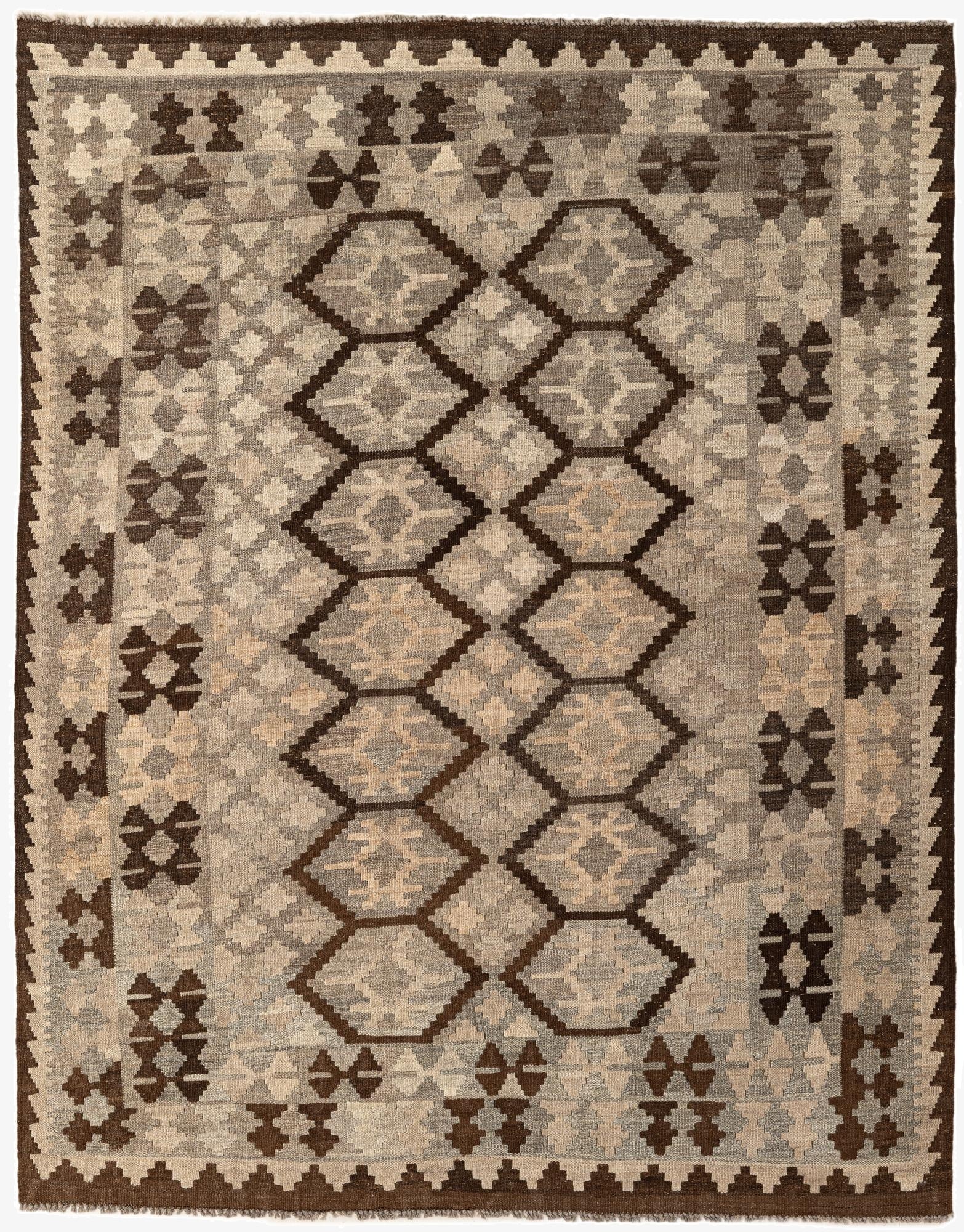 5' 1 x 6' 7  Hand Woven Kilim Maymana Wool Rug